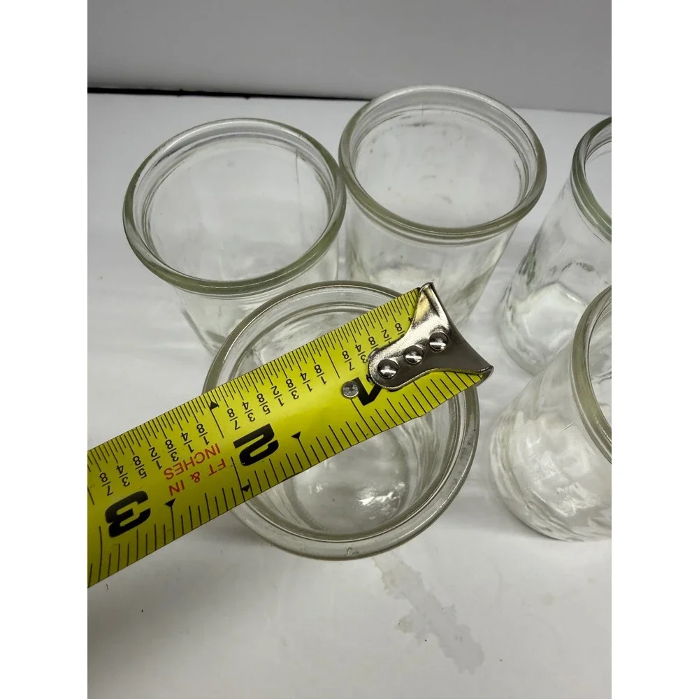 Vintage Clear Glass Jelly Jars Set of 5 Paneled Juice Tumblers 4 Inch